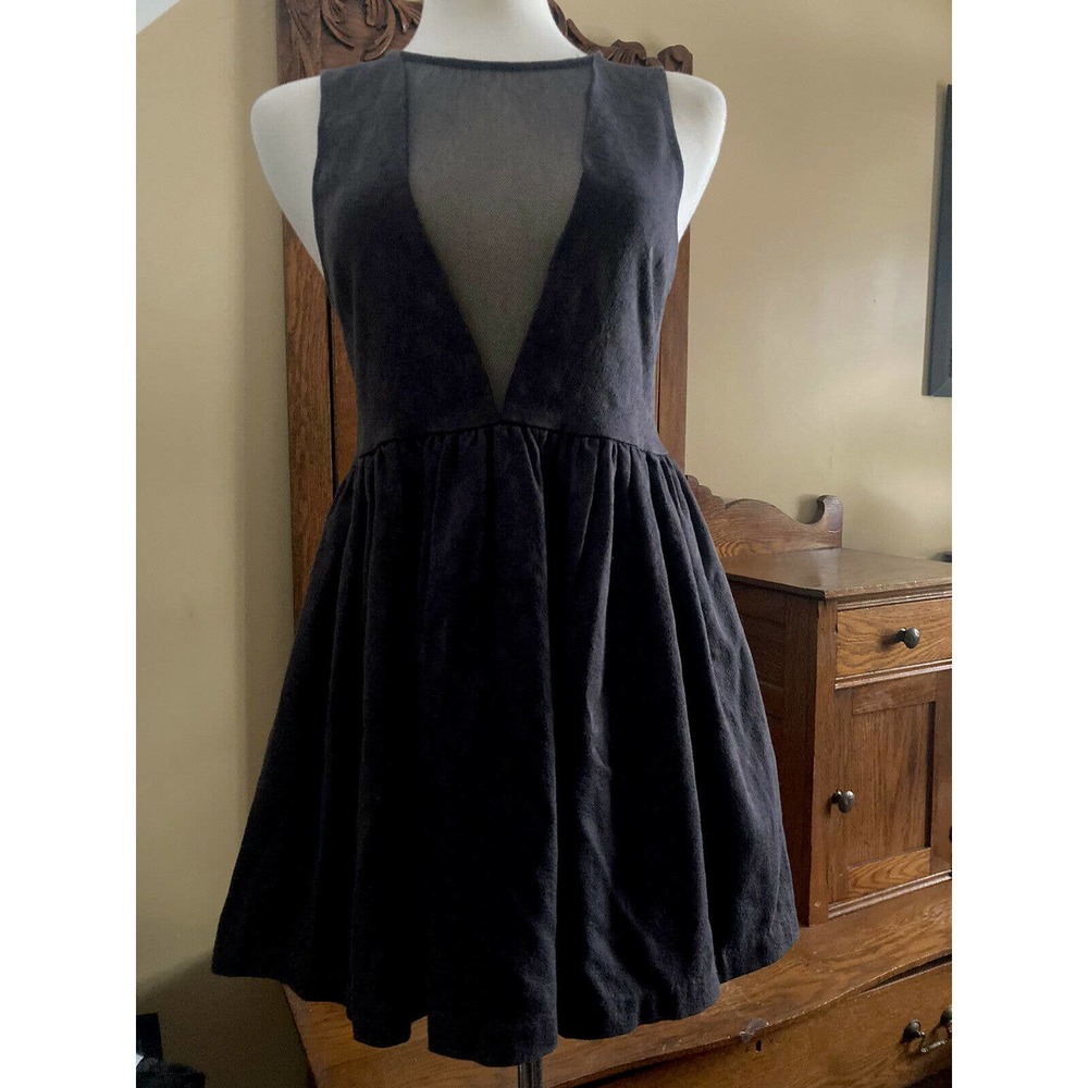 Free People Gray Dress Mesh Front V S/P Small